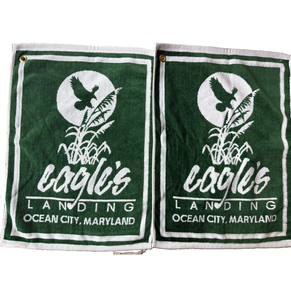 Eagle's Landing Golf Course Ocean City MD Terry Towel Set of 2 Green USA